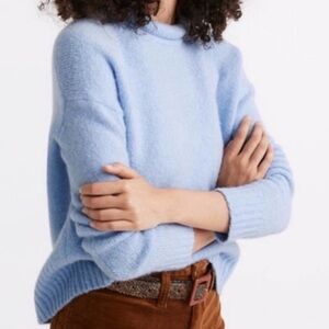 Madewell Fulton Wool Blend Pullover Sweater Roll Neck Powder Blue